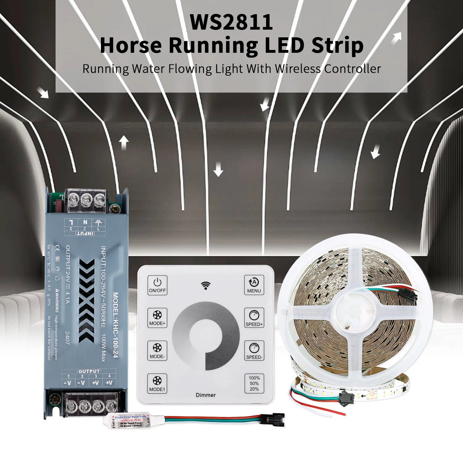 10m WS2811 Running Water Flowing LED Strip Light SMD2835 Horse Race Pixel Addressable Flexible Linear Lamp Set 120LEDs/m DC24V