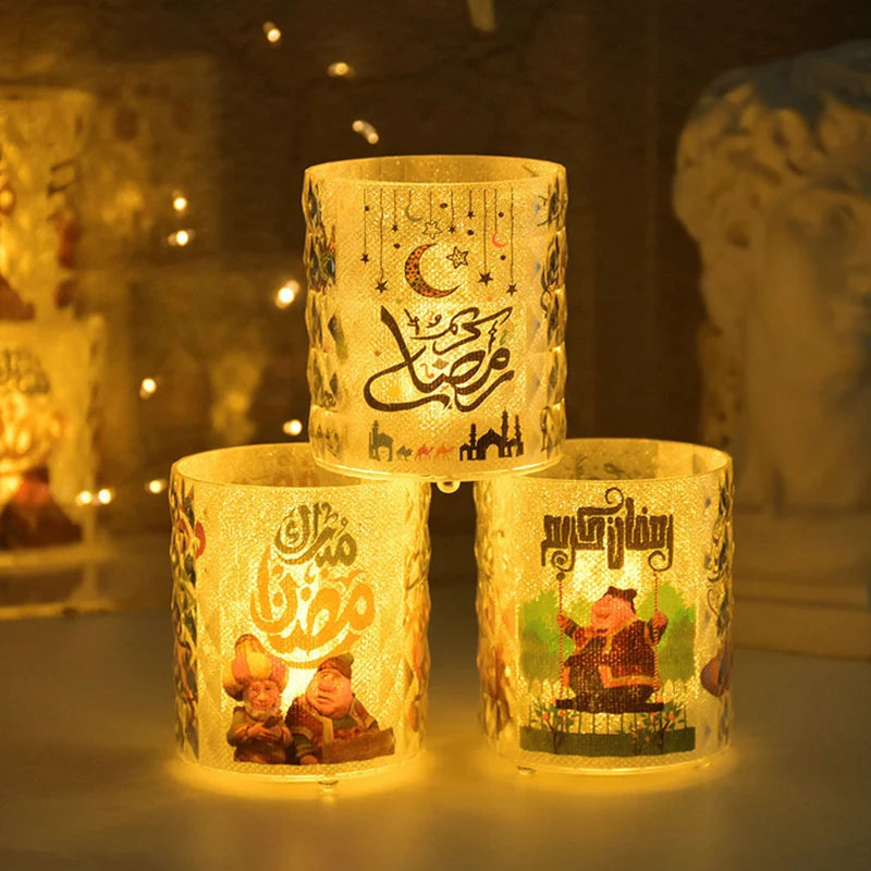 Eid Mubarak Led Candle Lantern Ramadan Kareem Decoration for Home 2025 Islamic Muslim Festival Party Favors Eid Al-Fitr Gift