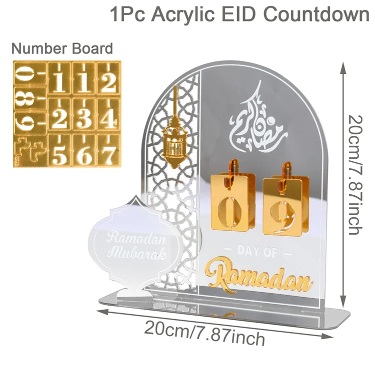 Ramadan Countdown Calendar Eid Mubarak Ornament Ramadan Decoration For Home 2025 Eid Aid Al-Adha Islam Muslim Party Supplies
