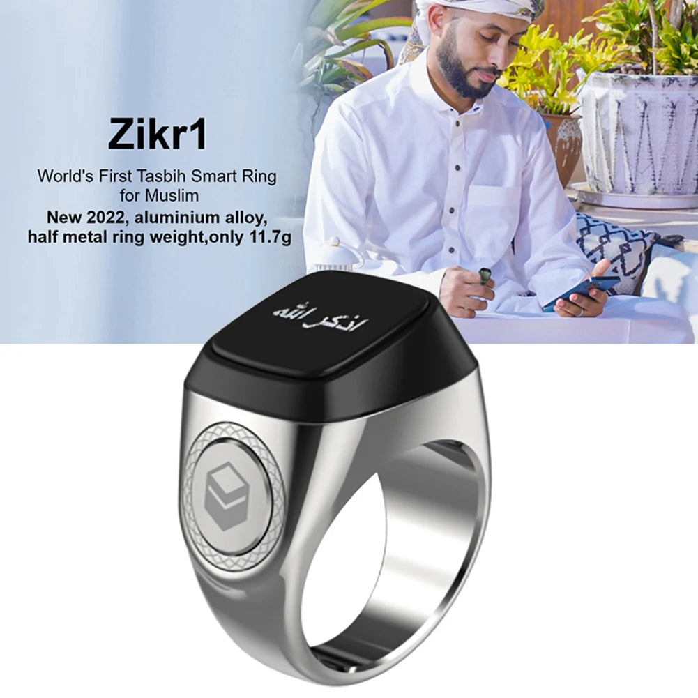 20mm Ring Tasbih Counter with Charging Box Counter Smart Ring Bluetooth-compatible 5.1 Vibration Reminder Zinc Alloy for Muslims