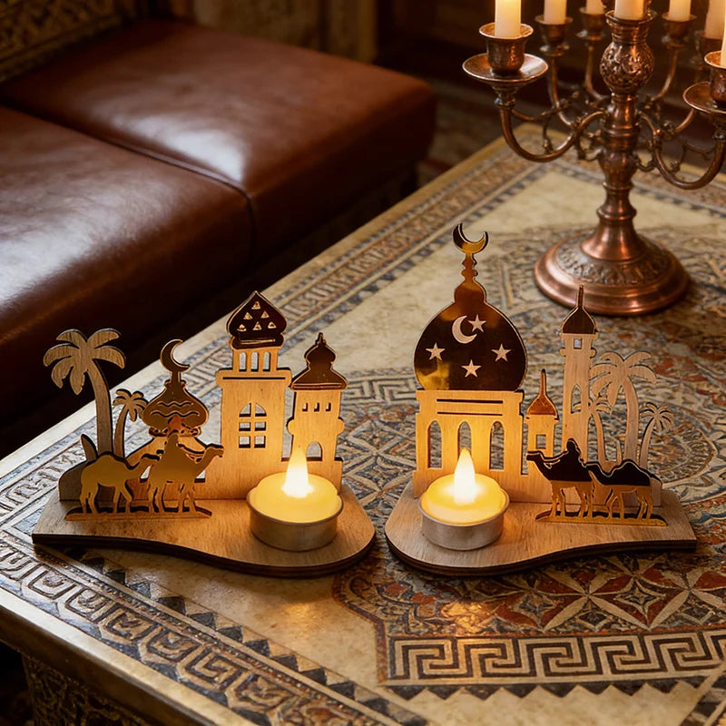 Eid al-Fitr Decorations Candlestick Star and Moon Desktop Ornament Ramadan Decorations 2026 Candlestick Party Decorations