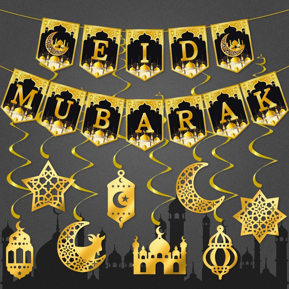 2024 Eid Mubarak Decor Banner Ramadan Mubarak Banner Kareem Ramadan Decoration for Home Islamic Muslim Party Decor Eid Al Adha