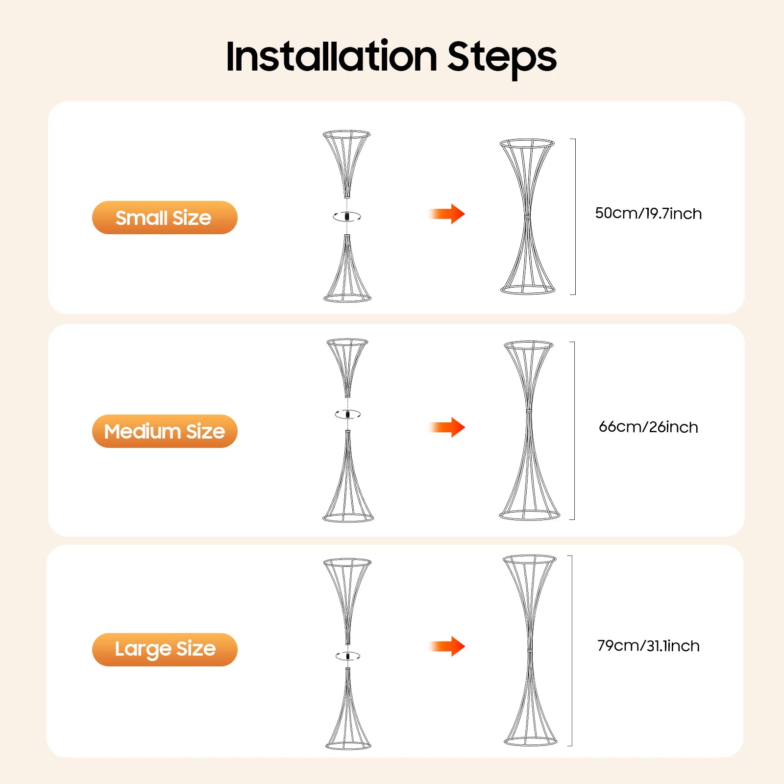 3PCS Hourglass-Shaped Golden Vase, Metal Wedding Centerpieces Vase, Flower Road Lead Stand for Table Wedding Party Banquet