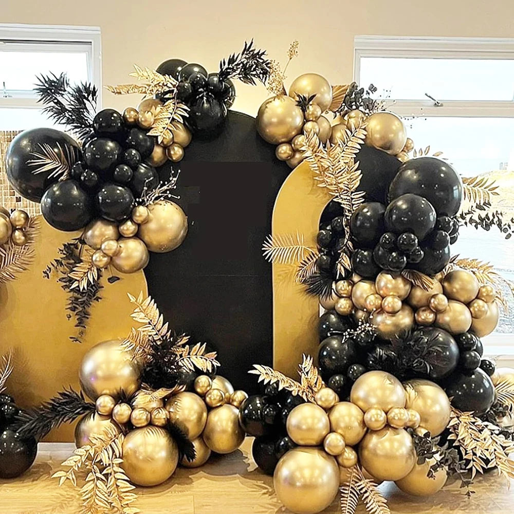 12inch Black Metallic Gold Latex Balloon Set Black Gold Confetti Balloon Graduation Globos Birthday Party Baby Shower Decoration