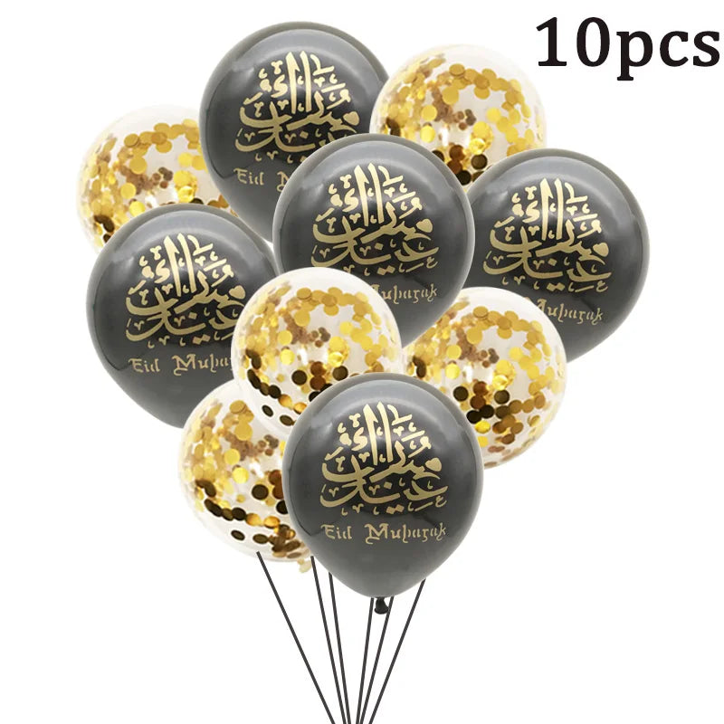 10Pcs Eid Umrah Mubarak Latex Balloon Ramadan Kareem Festival Muslim Islamic Ramadan Party Eid Al-Firt Home Decoration Supplies