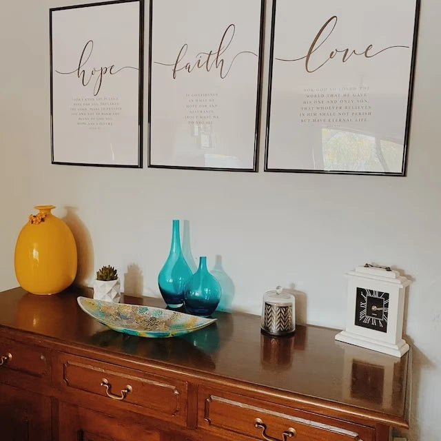 3pcs/Set Faith Hope Love Bible Verse Scripture Quote Hebrews 11 Wall Art Print Pictures For Christian Home Decor