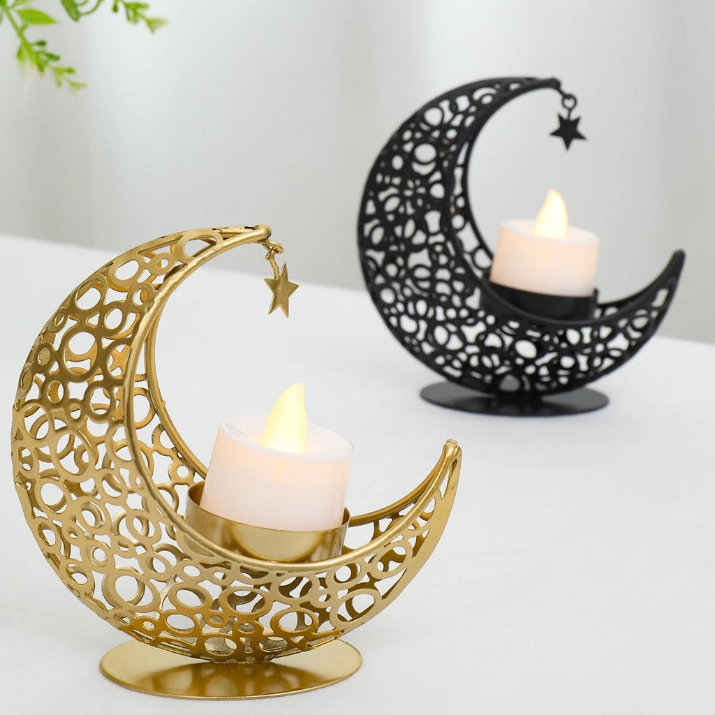 Ramadan Decor Moon Candlestick EID Mubarak Decor 2025 Home Candle Holder Ramadan Kareem Islamic Muslim Party Eid Al Adha Gifts