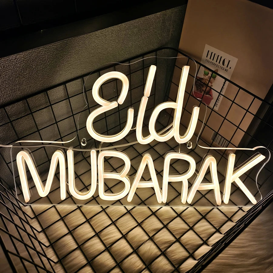 Eid Mubarak Neon Sign For Wall Decor, Muslim Door Window,  Islamic Living Room,  Bedroom, House Party, Club Decoration, Gifts