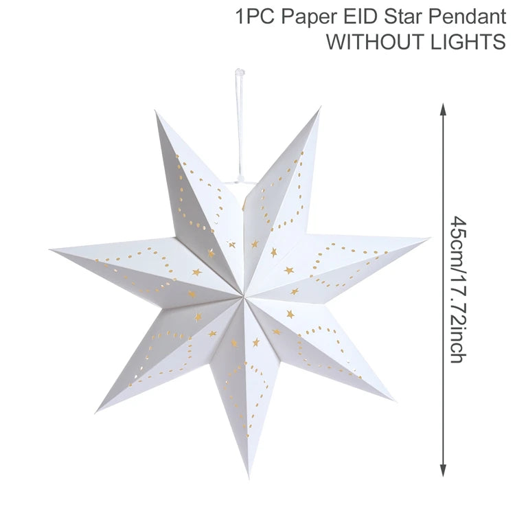 Eid Mubarak Hollow Out Star Hanging Pendant Christmas Ramadan Decor For Home Islam Muslim Party Mubarak Eid Al Adha Kareem