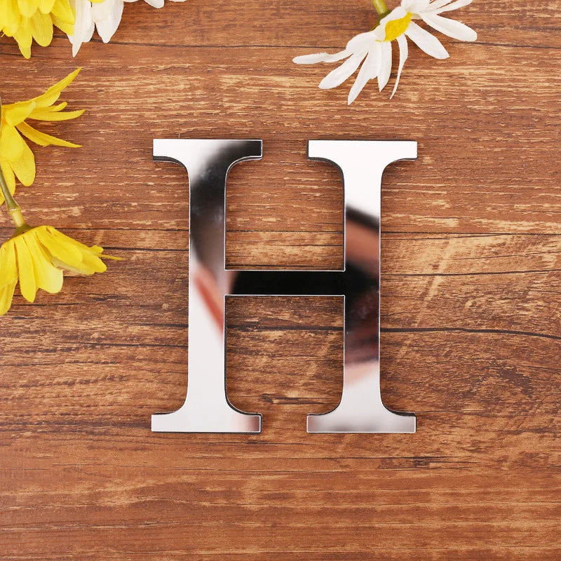 Acrylic Mirror 3D Alphabet  House Number Wall Sticker English Alphabet Sticker Decoration Wedding love letters Decorative
