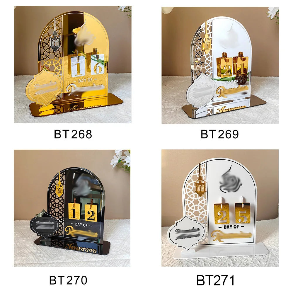Ramadan Countdown Calendar 2026 Acrylic Silver Eid Mubarak Advent Islamic Home Decor For Muslim Party Indoor Table Desk Gifts