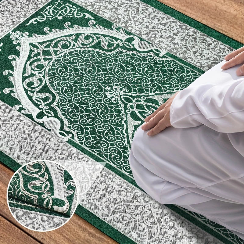 Prayer Mat Set with prayer beads and Cylinder Gift Box Portable Travel Prayer Rug Worship Blanket Ramadan Islamic Muslim Gift