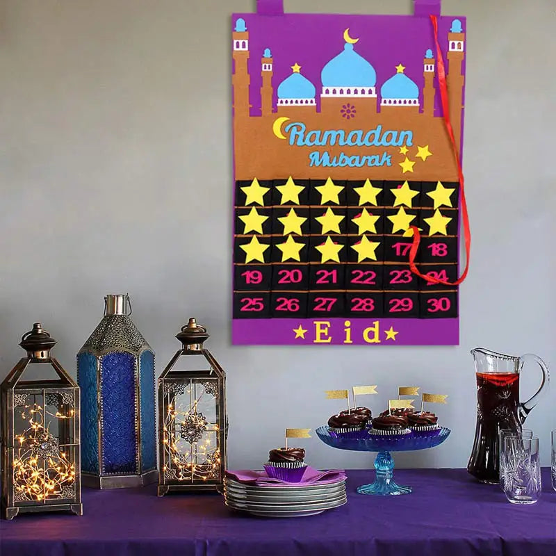 2026 Eid Mubarak Countdown Calendar Ramadan Muslim Party Hanging Calendar Decoration Craft Eid Al-adha Desktop Ornaments Gifts