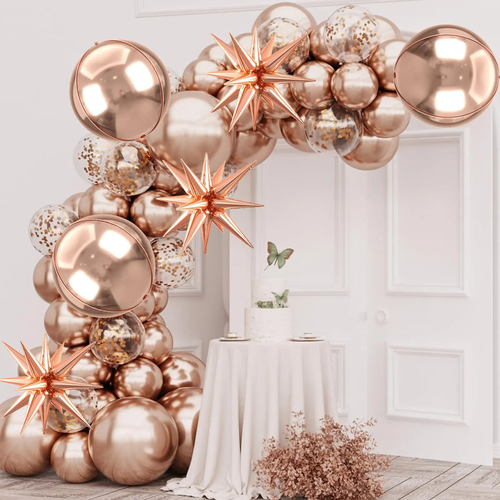 6pcs 22 inch 4D Big Round Exploding Star Foil Balloons Anniversary Birthday Wedding Theme Party Decoration Balloons