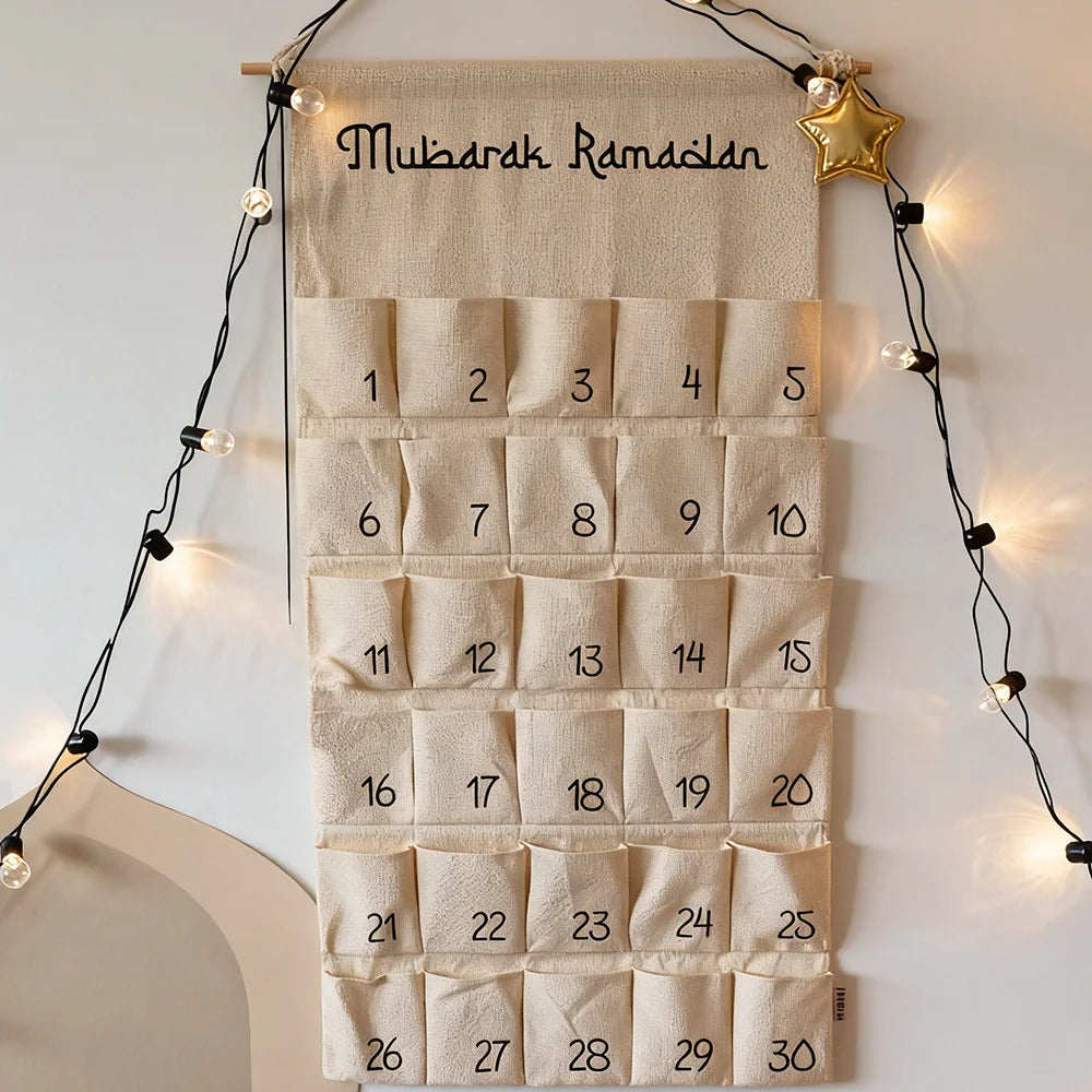 Ramadan Mubarak Countdown Advent Calendar Eid Gift for Muslim Islamic Kareem Al-Fitr Iftar Wall Decoration Gift for Children