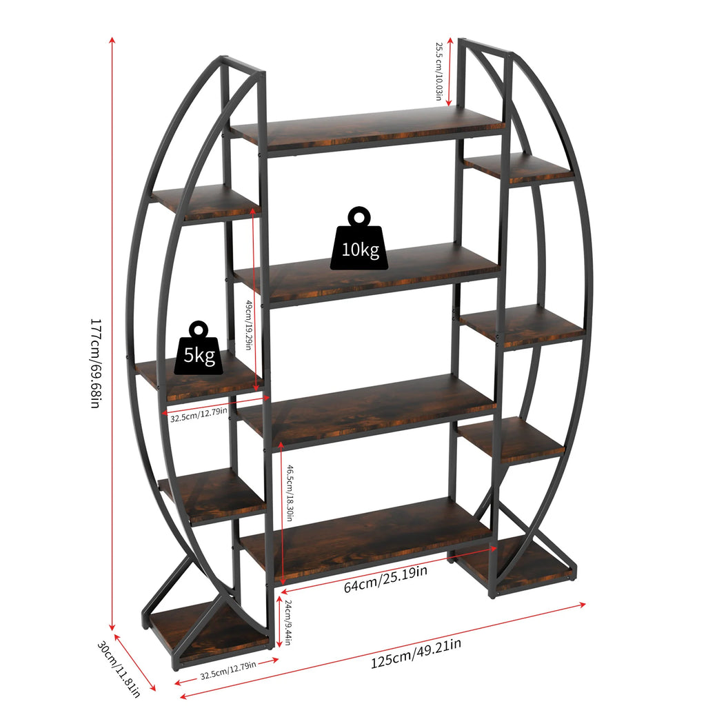 Half-Moon Shape Plant Stand Industrial Bookshelf Storage Shelf Multilayer Garden Flower Rack