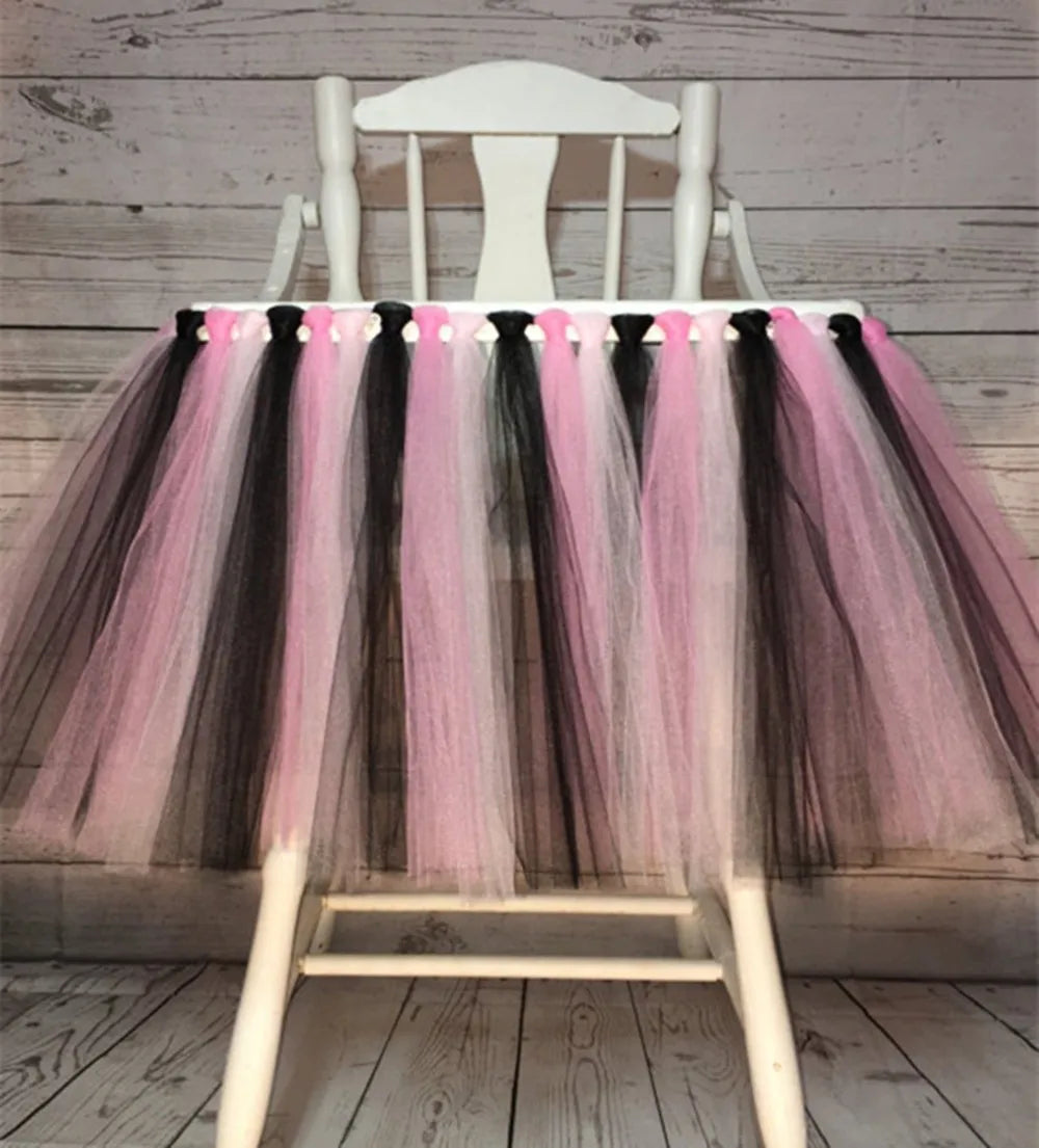 Tutu Chair Skirt Mesh Chair Skirt Children's Table Chair Skirt Party Decorative Chair Skirt Baby Birthday Party Decoration