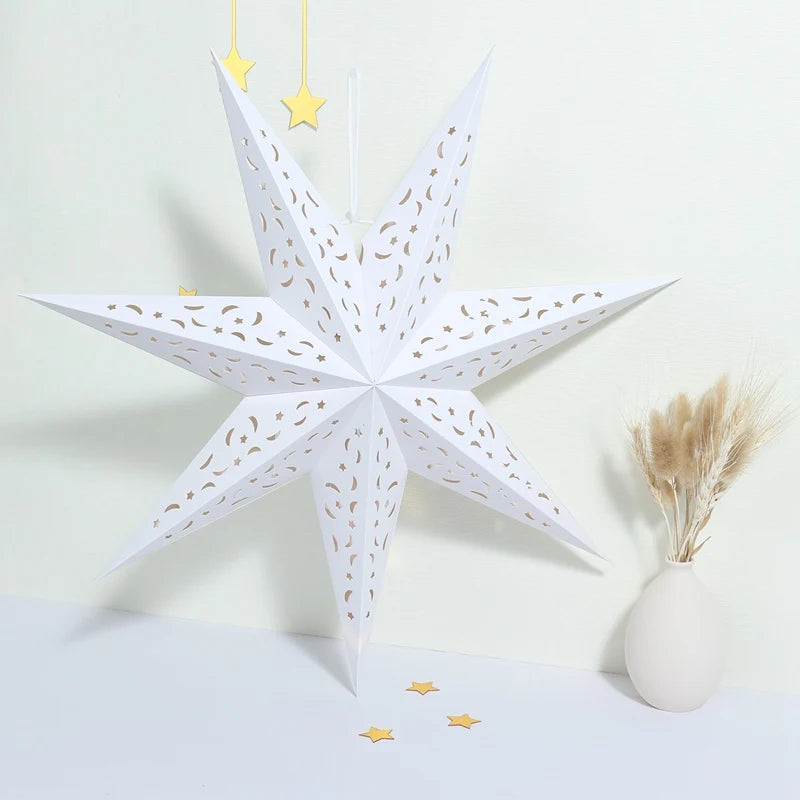 30-75cm Hollow Star Hanging Pendant Eid Mubarak Christmas Ramadan Decoration 2024 Islamic Muslim Party Decor Ramadan Kareem Gift