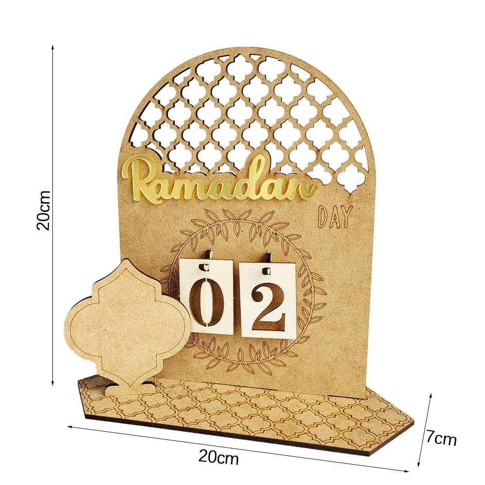Eid Mubarak Countdown Calendar Wooden Ramadan Decoration 2026 Calendar Eid Mubarak Decoration Eid Countdown Ornament for Home