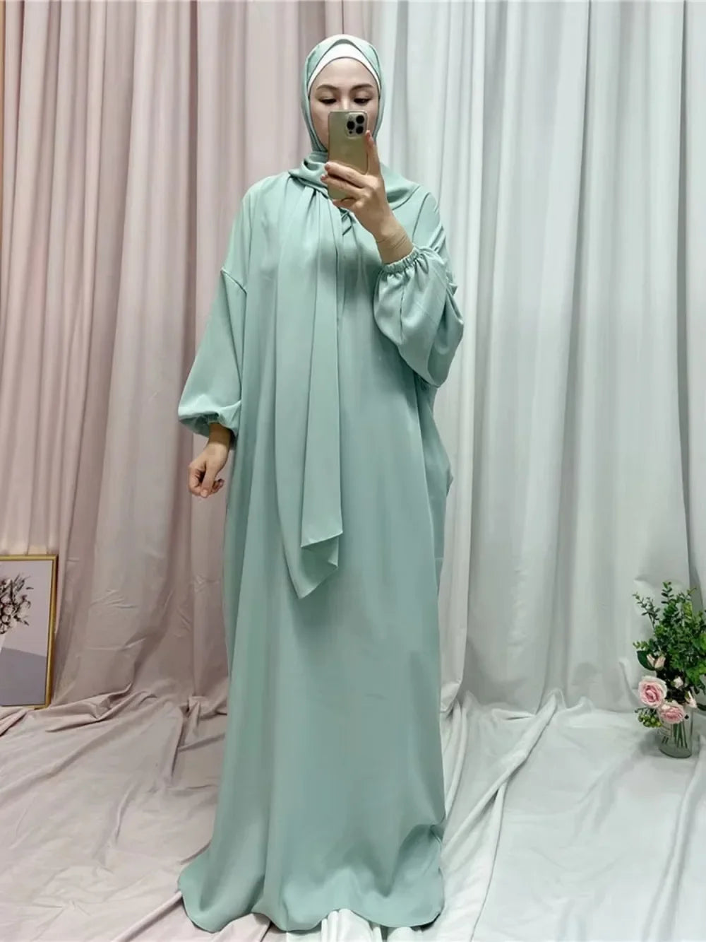 Ramadan One Piece Muslim Prayer Garment Women Hijab Abaya Maxi Dress Khimar Burqa Islamic Clothing Overhead Arab Robe