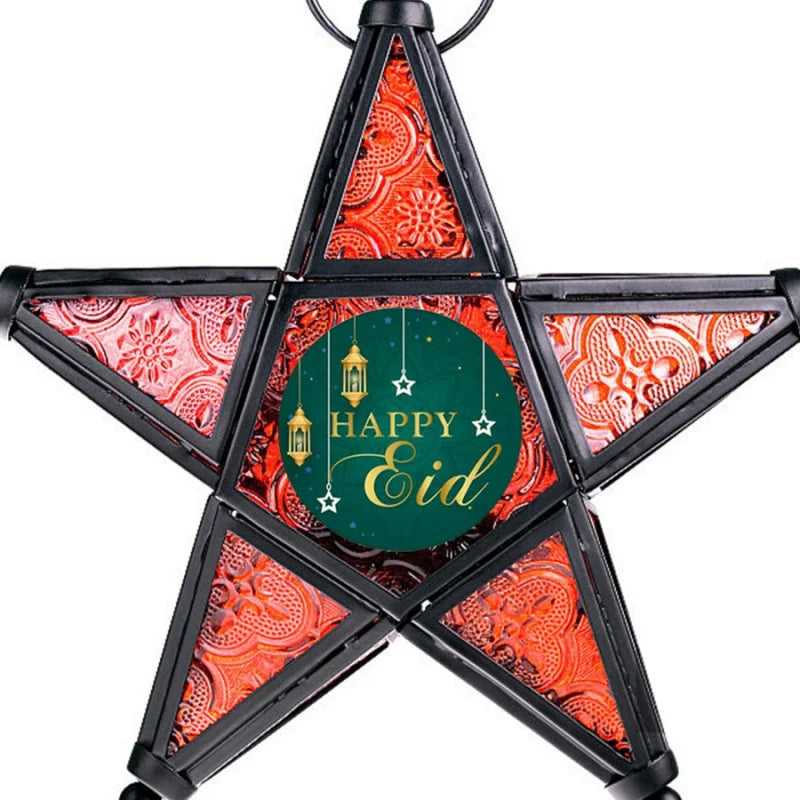 500pcs/roll Middle East Ramadan Stickers Arabic Eid Moon Oil Lamp Gift Envelope White Green Gold Seal Stickers Southeast Asia