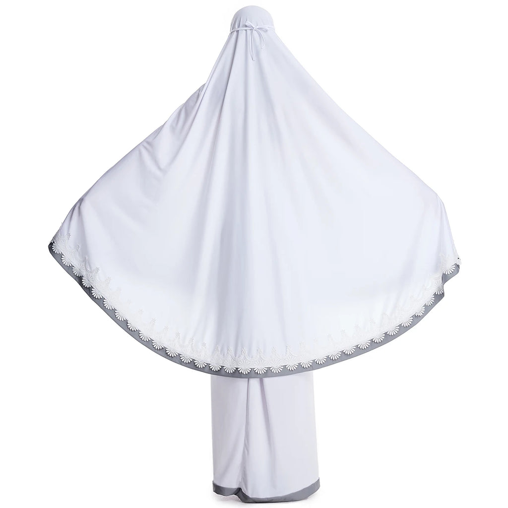 Muslim Women Burqa Dress Lace Two-piece Suit Ethnic Lady Hijab Abaya Suit Ramadan Eid Prayer Garment
