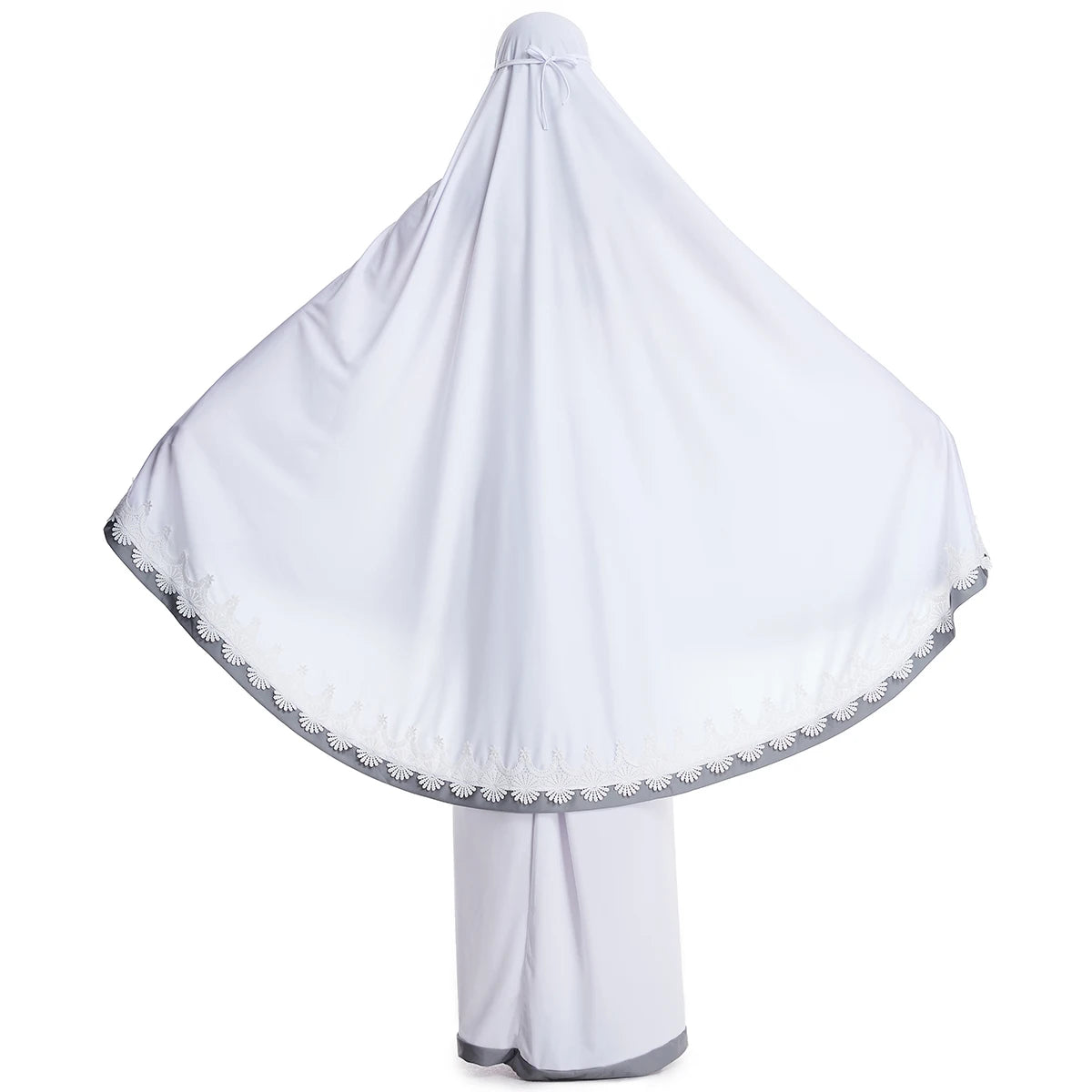 Muslim Women Burqa Dress Lace Two-piece Suit Ethnic Lady Hijab Abaya Suit Ramadan Eid Prayer Garment