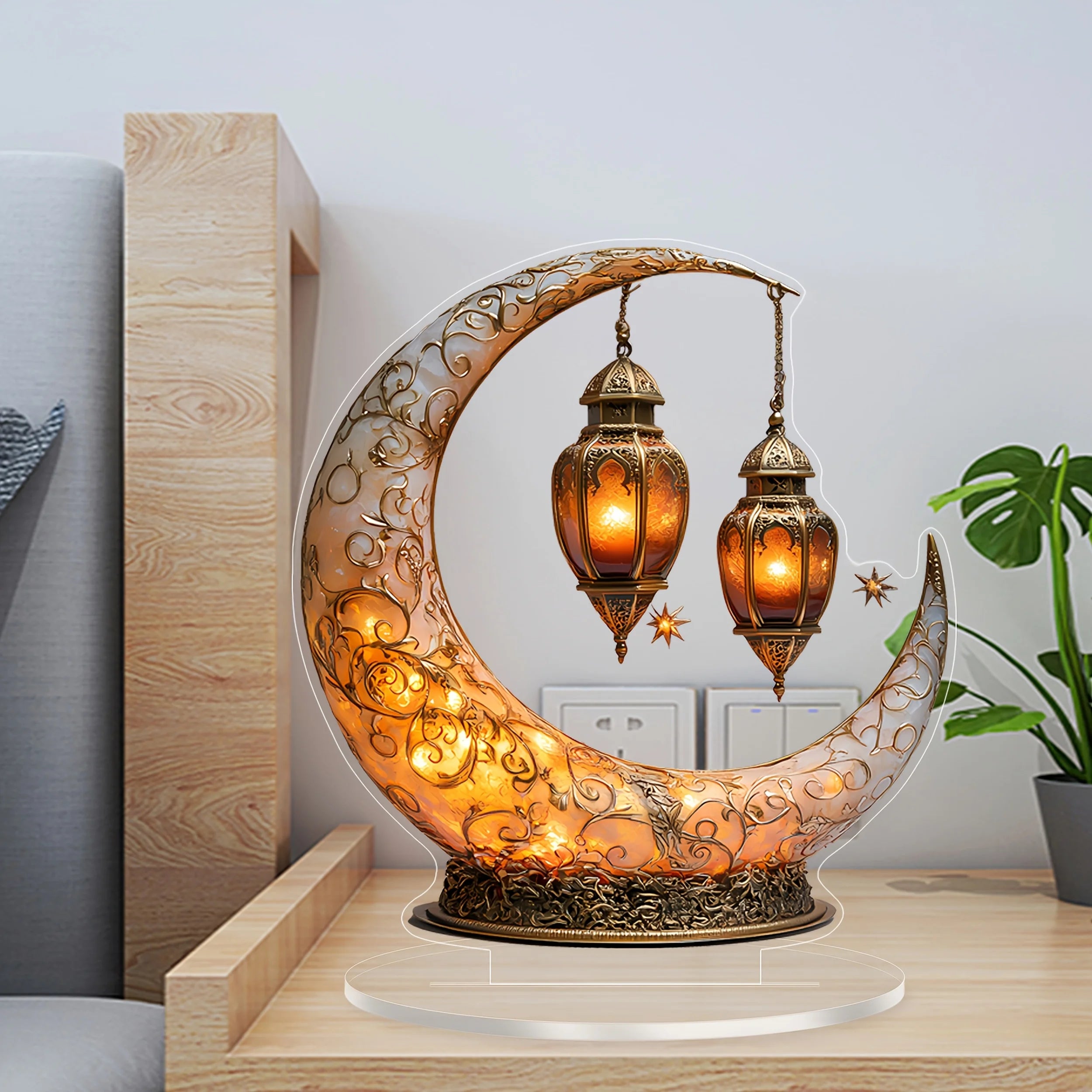 1PC 2D Theme decoration ornament with moon and stars Home,Office,Cafe,room,Studio,display Case,Table Ornament Desktop Decor