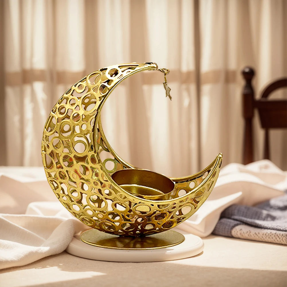 Eid Mubarak Candle Holder Moon Candle Holder Home Islamic Muslim Party Decor Ramadan Candlestick Holder Eid Mubarak Table Decor