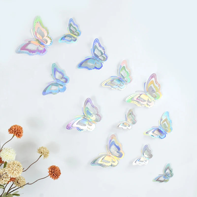 12pcs 3D Butterfly Wall Stickers Self Adhesive Butterfly Wallpaper For Home Living Room Decoration Kids Room Wall DIY Decal