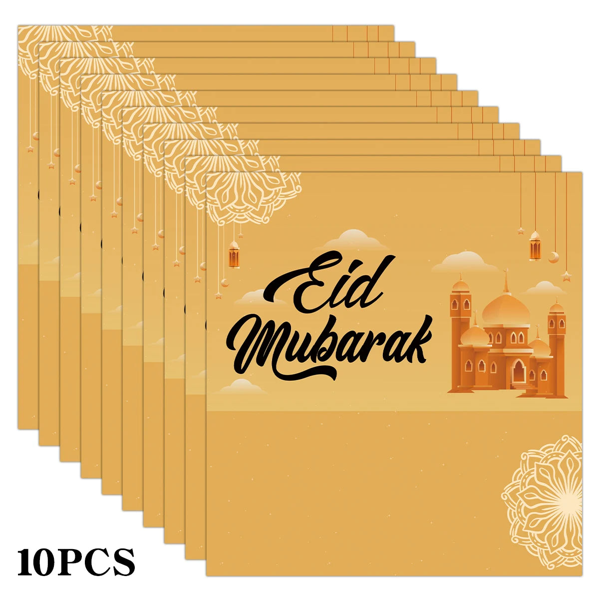 10pcs Eid Mubarak Chocolate Candy Stickers,Mosque&Lantern Crescent Design,Labels For Gift Wrap,Islamic Ramadan Greeting Supplies
