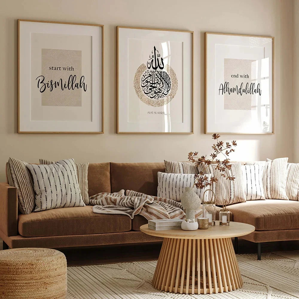 Triad Modern Minimalist Poster Wall Art Islamic Language HD Canvas Paintings Wall Art Prints Posters Living Room Bedroom Decor