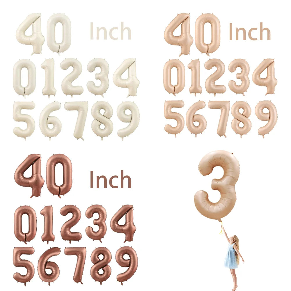 Caramel/Chocolate/Cream Number Balloon Star Heart Foil Helium Ball Kids Adult Girl Birthday Wedding Anniversary Party Decoration