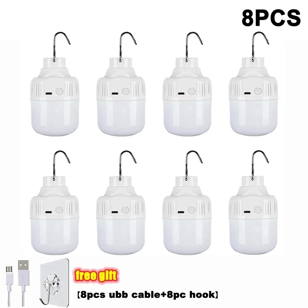 1-10pcs Outdoor USB Rechargeable LED Lamp Bulbs High Brightness Emergency Light Hook Up Camping Portable Lantern Night Lights ﻿