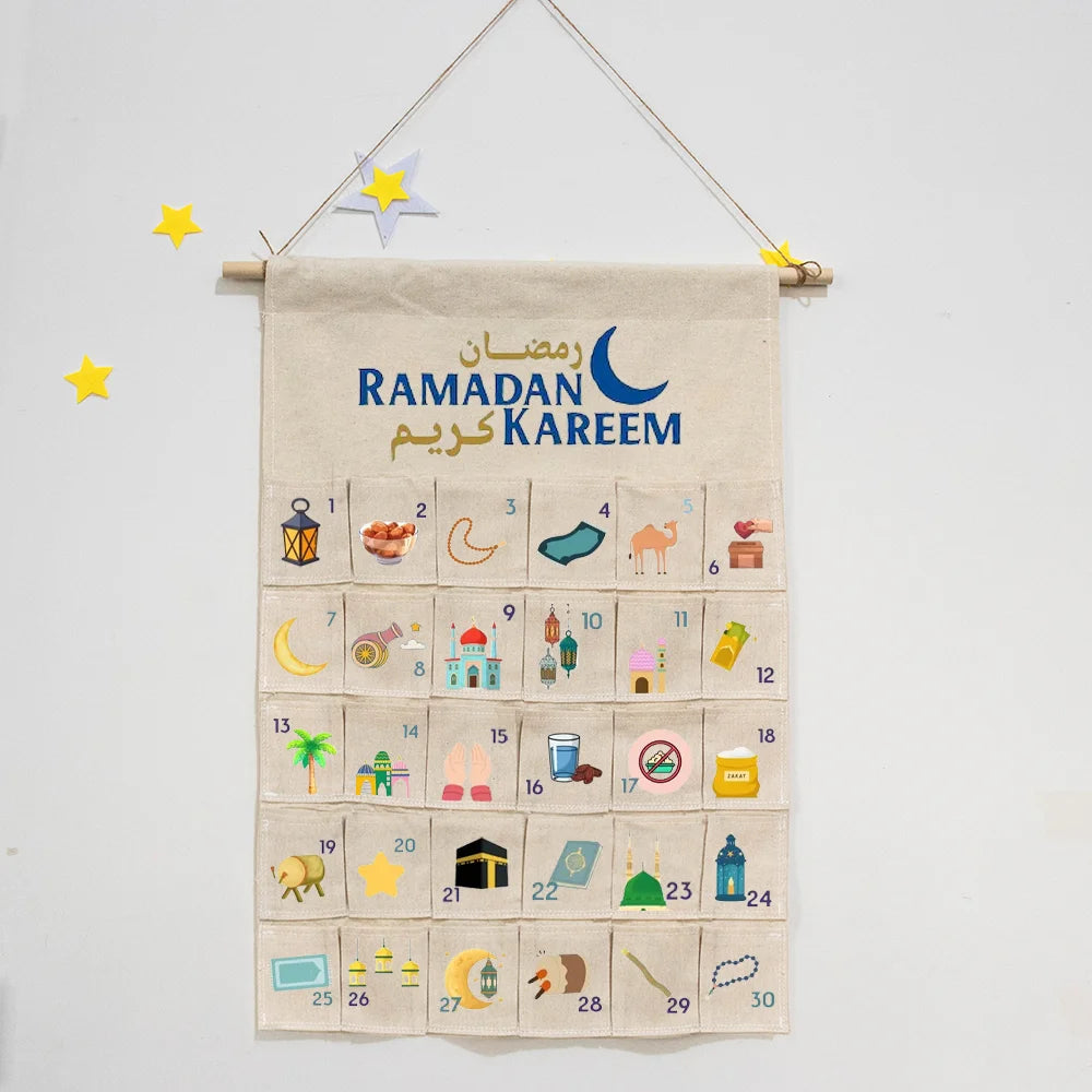 Ramadan Kareem 30-Day Advent Calendar – Kids Wall Hanging Home Decor
