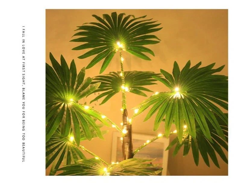 55CM Creative LED Table Lamp Palm Tree USB Artificial Plant Decor Desk Lights Home Bedroom Bedsides Night Lamp Decoration Lamp