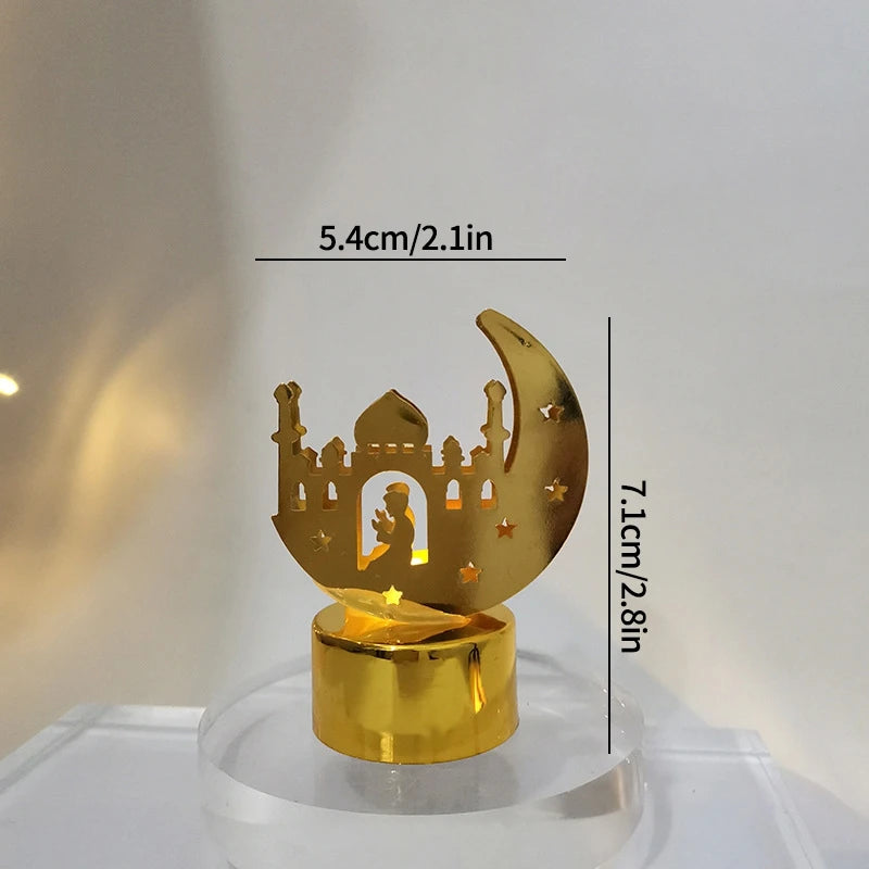 Ramadan Candlestick Islamic Prayer Candle Stick Mubarak Eid Mubarak Lamp Eid Al-Fitr Muslim Party Table Decor Lantern Light