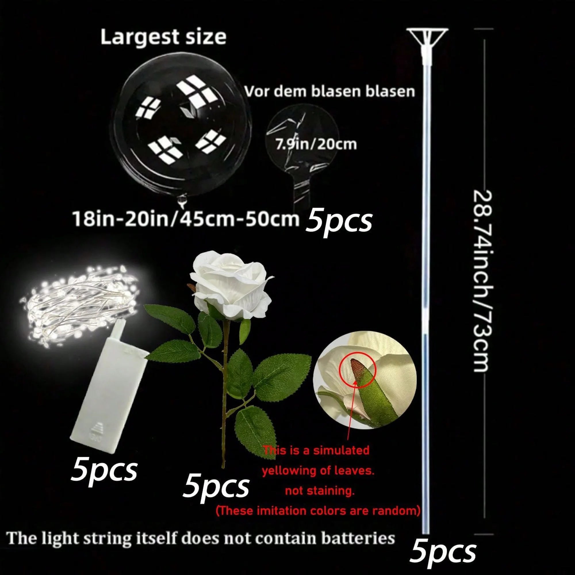 LED light rose bouquet transparent wave balloon, suitable for weddings, anniversaries, birthdays, Valentine's Day, bridal shower