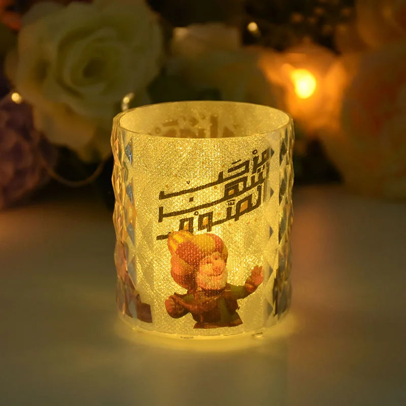 Eid Mubarak Led Candle Lantern Ramadan Kareem Decoration for Home 2025 Islamic Muslim Festival Party Favors Eid Al-Fitr Gift