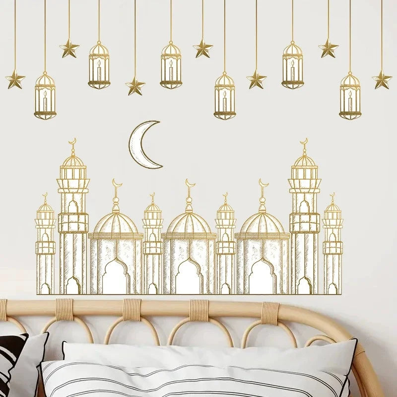 Eid Window Stickers Ramadan Decoration Eid Mubarak Decor for Home 2026 Ramadan Kareem Islam Muslim Party Supplies Eid Al-fitr