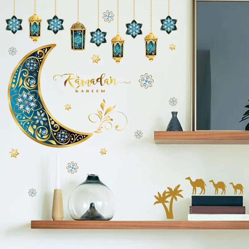 Eid Mubarak Wall Stickers Kareem Ramadan Decoration 2024 For Home Islamic Muslim Party Decor Mubarak Ramadan Window Sticker Gift