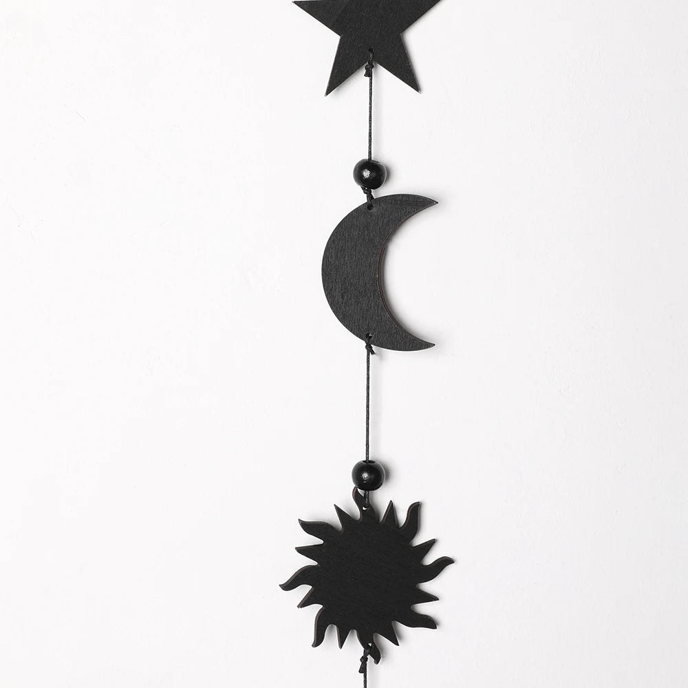 Wooden Moon Phase Wall Hanging Ramadan Decoration Boho Home Wall Decor Moon Garland  Bedroom Living Room Nursery Gift
