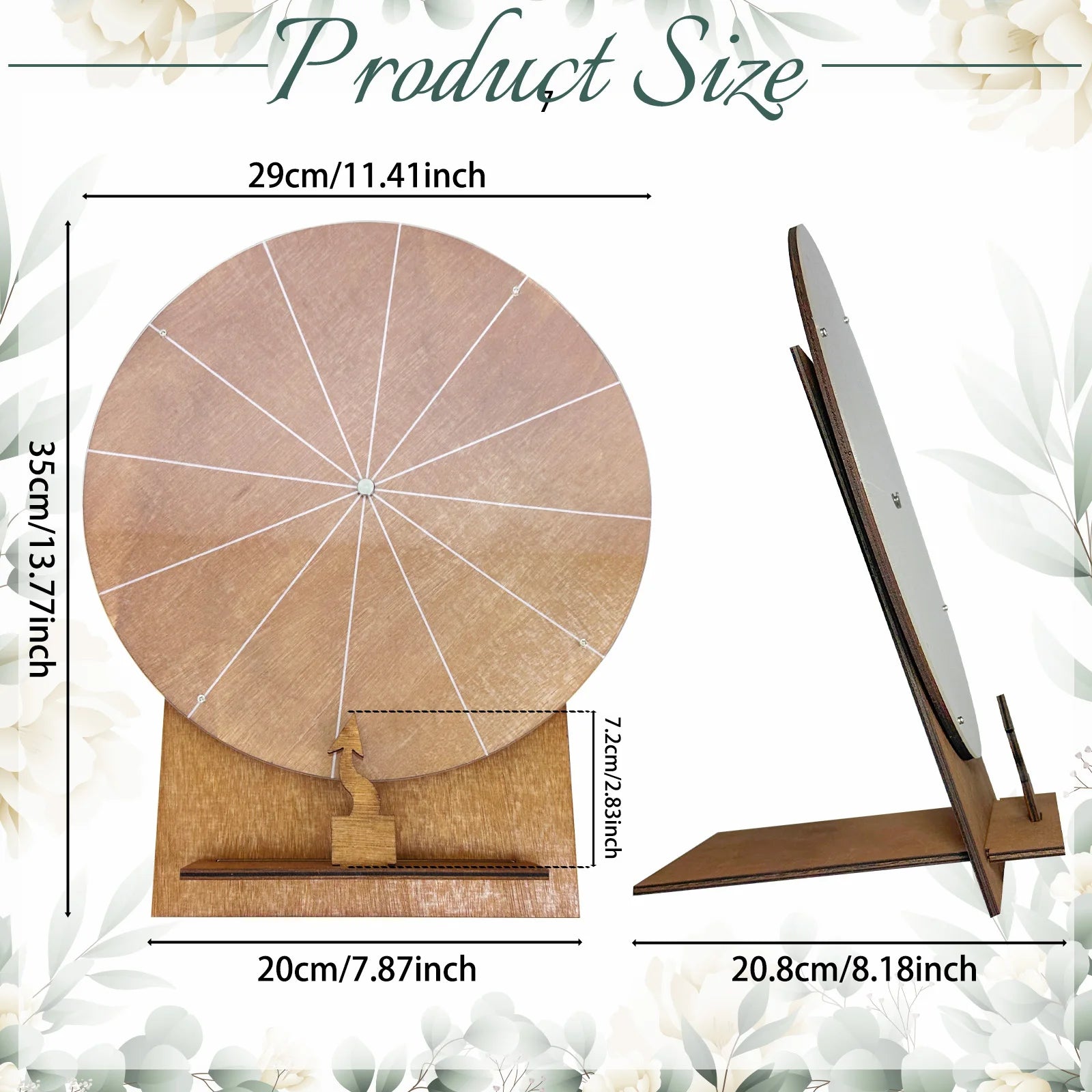 Wedding Challenge Spinning Wheel, Wooden Prize Tabletop Spinner Erasable Raffle Spinning Wheel for Wedding School Home Party