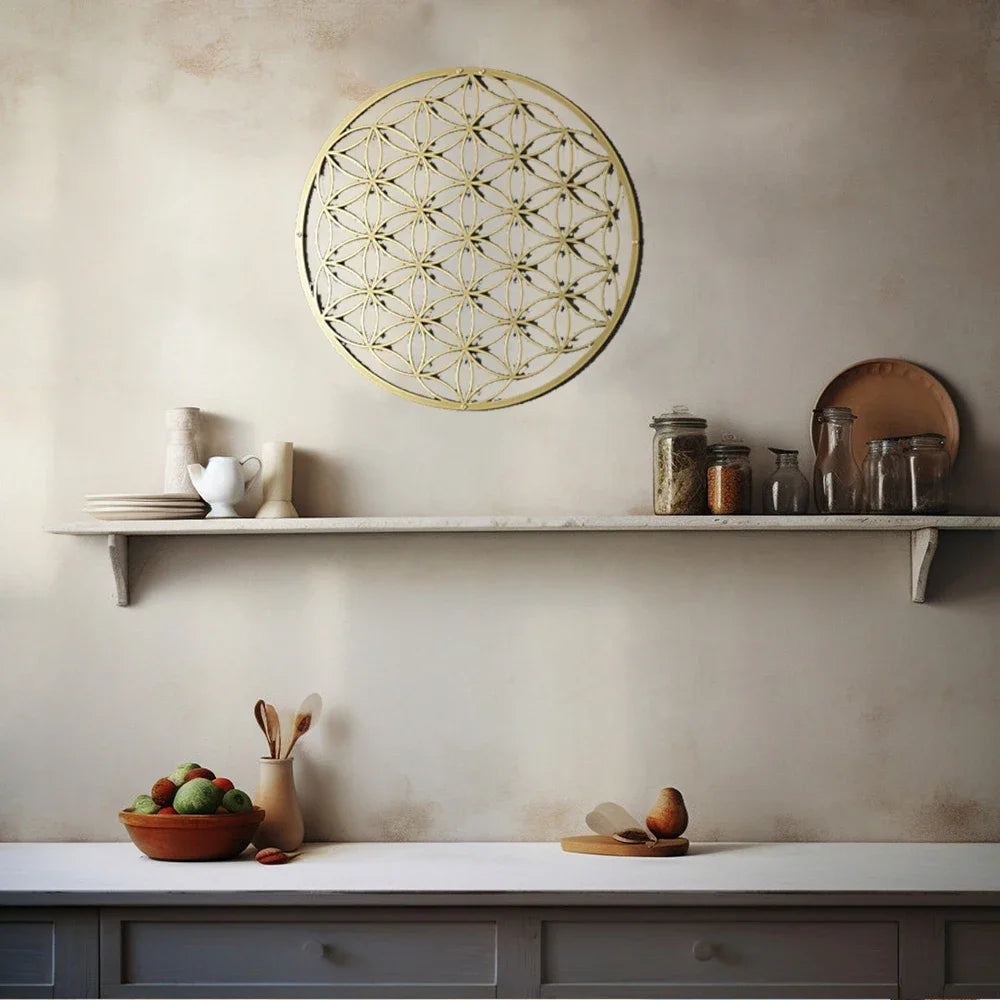 Ramadan&Eid Special Flower of Life Metal Wall Art for Bedroom and Living Room Decor,Lotus Design as Accent Piece Above Couch