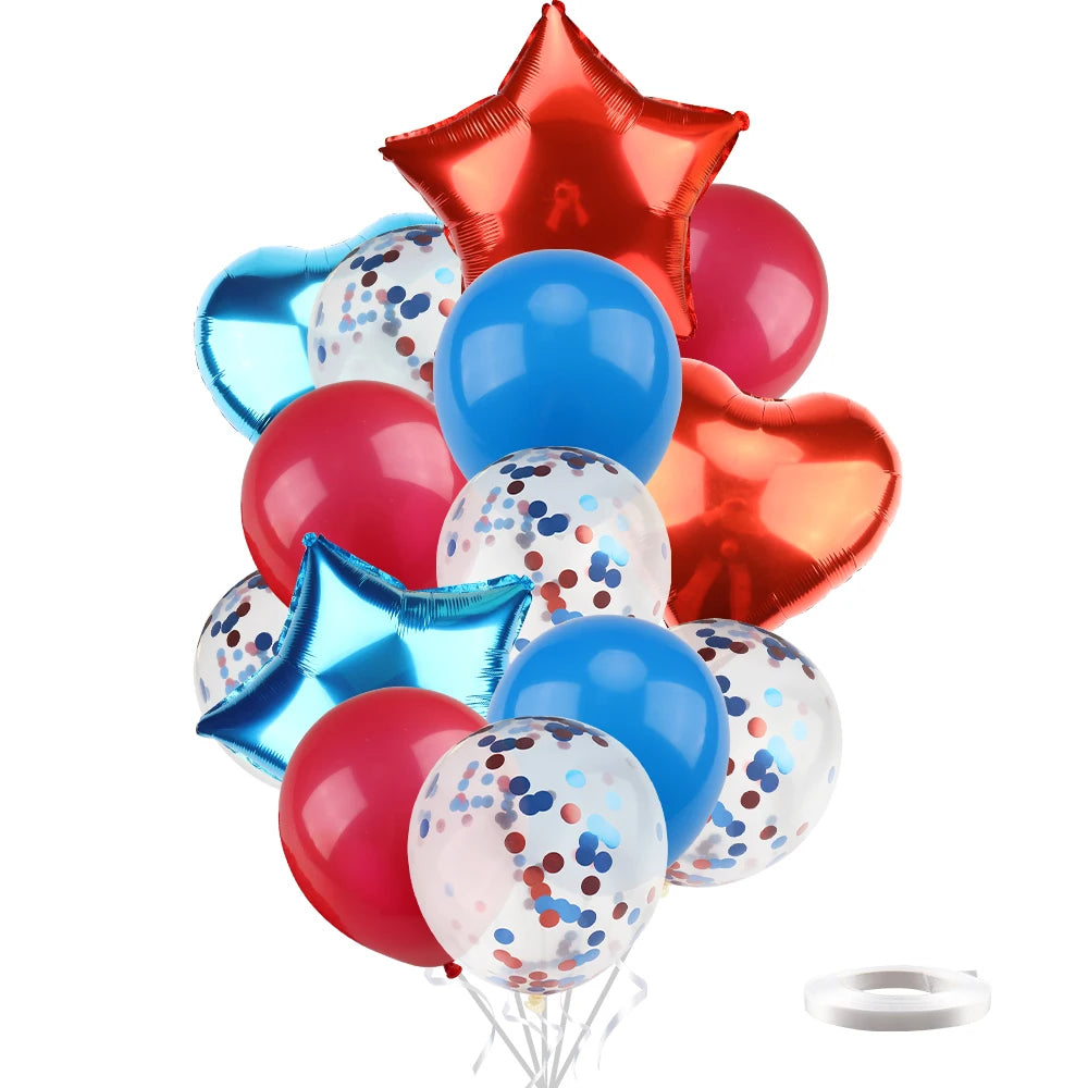 Heart Star Balloon Metallic Balloons 14pcs Gold Red Blue Pink Confetti Baloon Set For Happy Birthday Baby Shower Wedding Globos