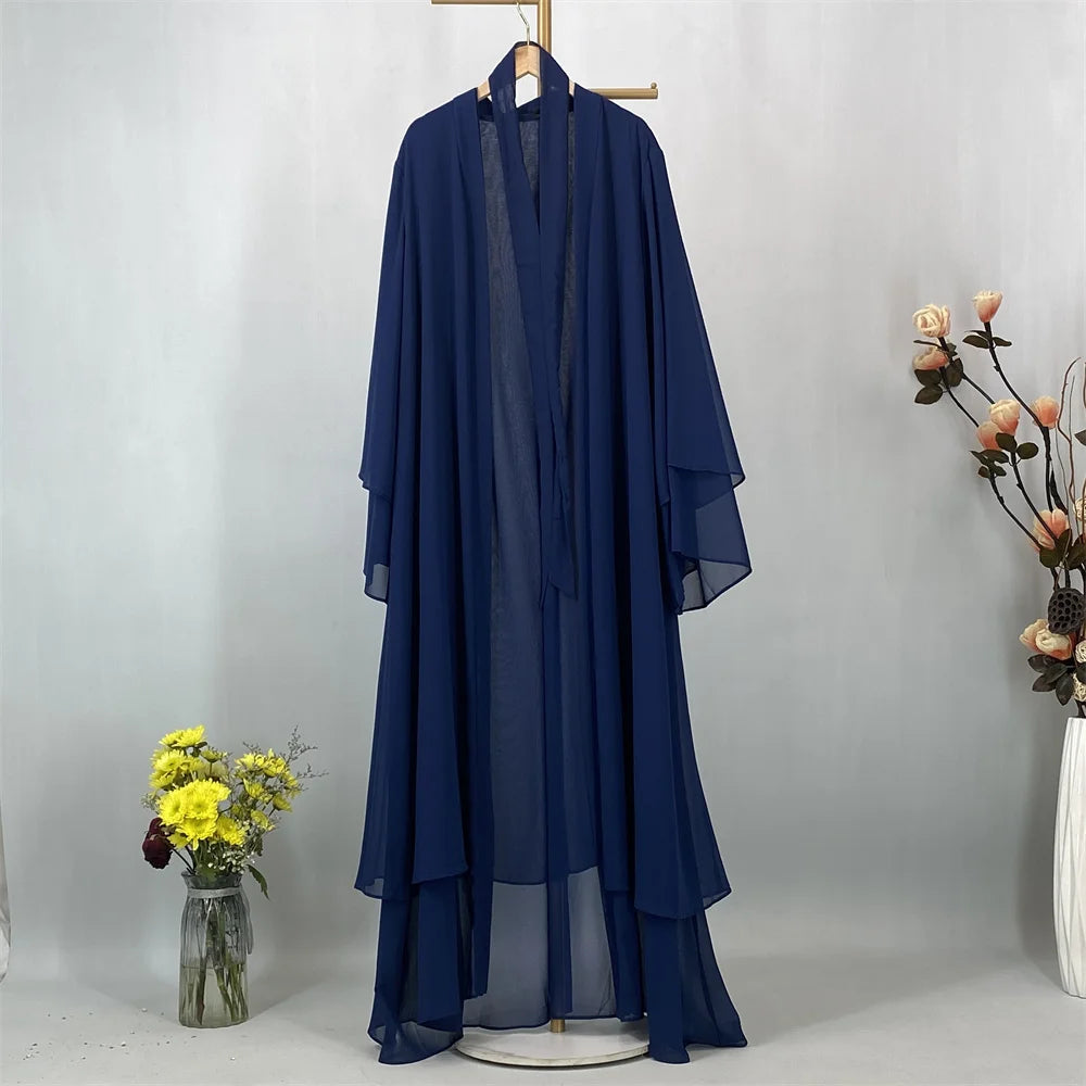 2025 Ramadan Kebaya Chiffon Open Abaya – Modest Women Muslim Kaftan Dress