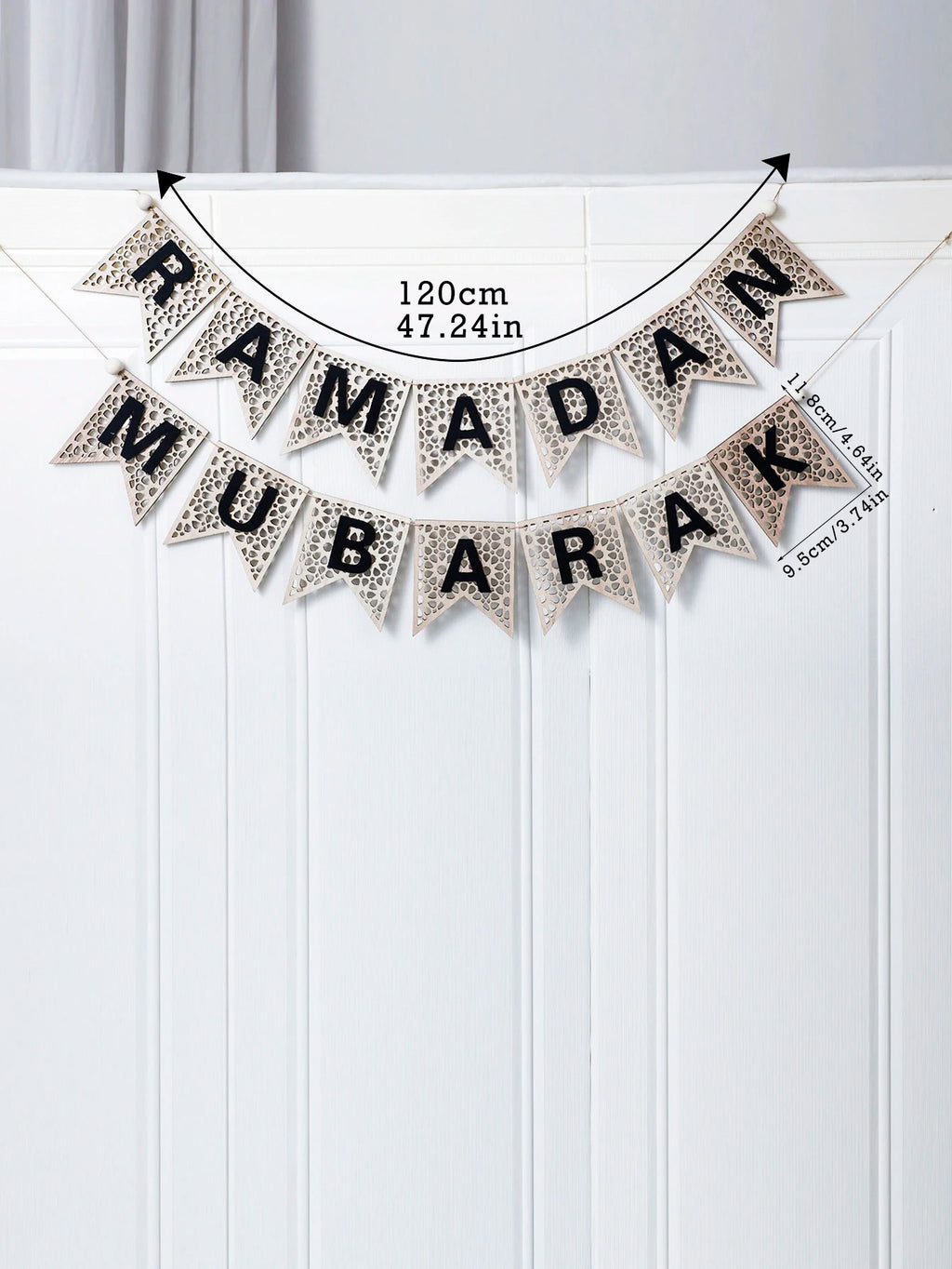 1Pc Wooden Ramadan Muslim Decor Banner Pull Flag Ramadan Kareem Hanging Ornaments Wooden Ornaments Eid Mubarak Happy Gift