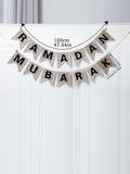 1Pc Wooden Ramadan Muslim Decor Banner Pull Flag Ramadan Kareem Hanging Ornaments Wooden Ornaments Eid Mubarak Happy Gift