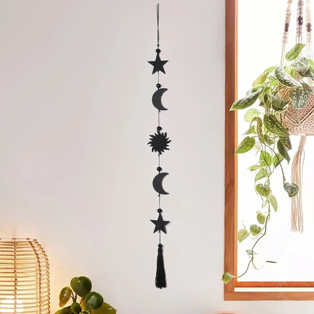 Wooden Moon Phase Wall Hanging Ramadan Decoration Boho Home Wall Decor Moon Garland  Bedroom Living Room Nursery Gift