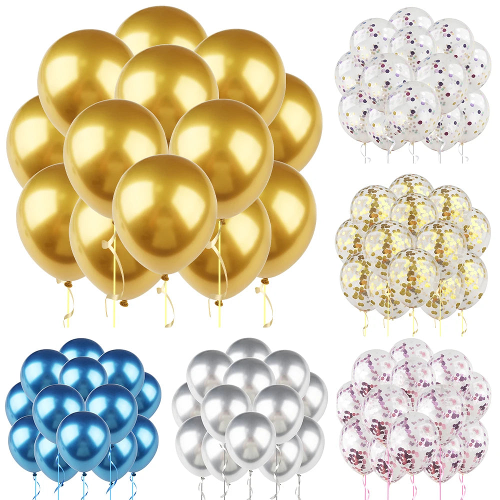 20pcs 12inch Confetti Metallic Metal Balloons Gold Blue Pink Latex Ballon Wedding Birthday Party Decoration Baby Shower Globos